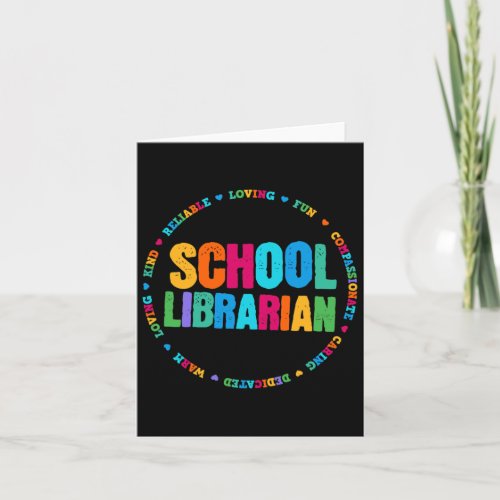 Librarian Tee Rainbow Colorful Library Elementary  Card