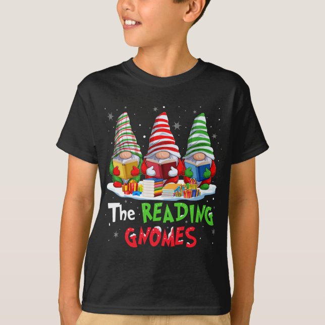 Librarian The Reading Gnomes Christmas Funny For B T-Shirt (Front)