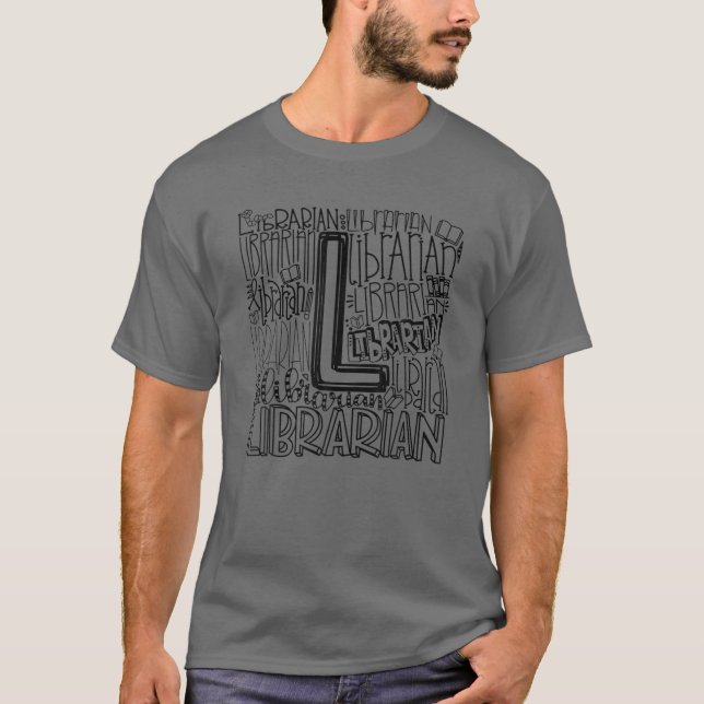 Librarian Typography School Librarian 100 Days Of T-Shirt (Front)