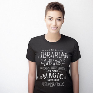 Librarian Wizard Coffee Clever Funny T-Shirt
