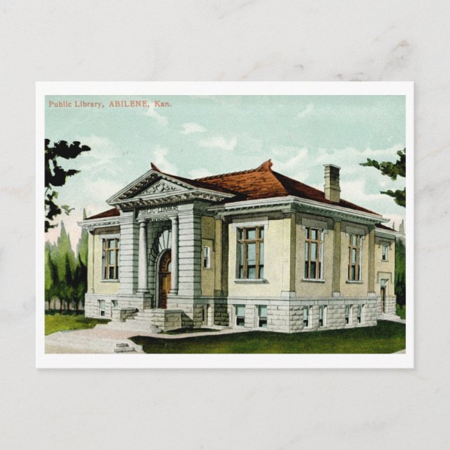 Library, Abilene, KS 1908 Vintage Postcard (Front)