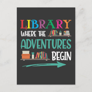 Library Adventure Librarian Book Reader Bookworm Postcard