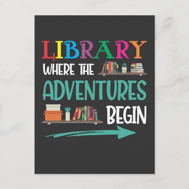 Library Adventure Librarian Book Reader Bookworm Postcard (Front)