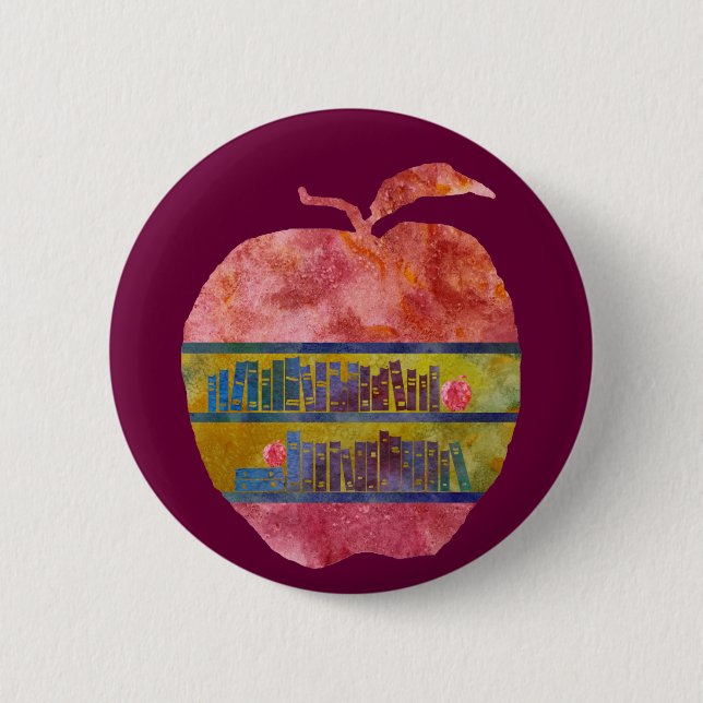 Library Apple Pinback Button (Front)