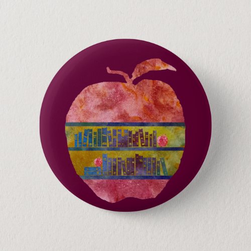 Library Apple Pinback Button