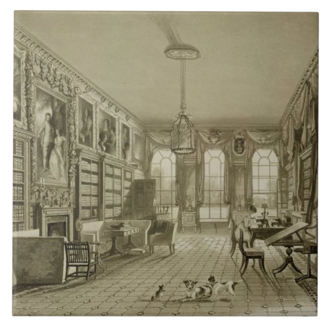 Library as Sitting Room, Cassiobury Park, c.1815, Ceramic Tile (Front)