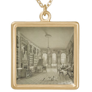 Library as Sitting Room, Cassiobury Park, c.1815, Gold Plated Necklace