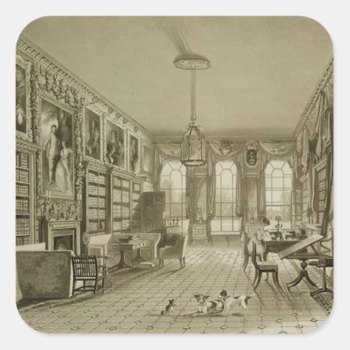 Library as Sitting Room Cassiobury Park c1815 Square Sticker