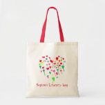 Library Bag With Kid&#39;s Name Cute Hearts Art at Zazzle