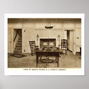 Library, Beach Haven, NJ Vintage Poster