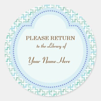 Library Blue Sticker - Please Return by thepapershoppe at Zazzle