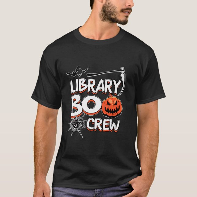 Library Boo Crew Halloween Librarian Costume T-Shirt (Front)