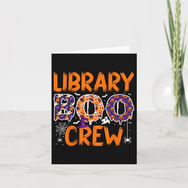Library Boo Crew Librarians Book Lovers Ghost Hall Card (Front)
