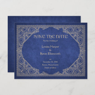 Library Book Blue Geek Literary Wedding Save The Date
