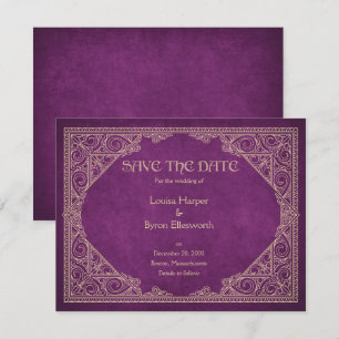 Library Book Burgundy Geek Literary Wedding Save The Date