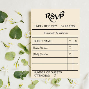 Library Book Card RSVP