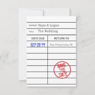 Library Book Checkout Card Save the Date