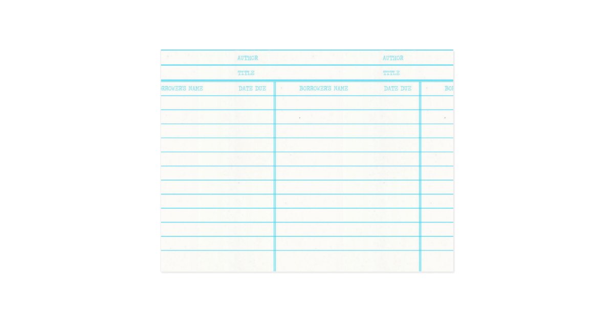 Library Book Date Due Card | Zazzle.com