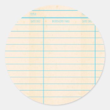Library Book Date Due Card Classic Round Sticker by EndlessVintage at Zazzle