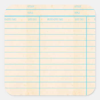 Library Book Date Due Card Square Sticker by EndlessVintage at Zazzle