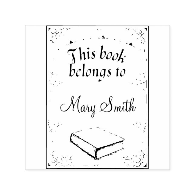 Library Book Personalised Self Inking Rubber Stamp (Design)