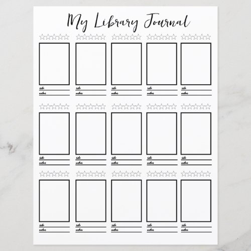 Library Book Review Journal Reading Notebook 