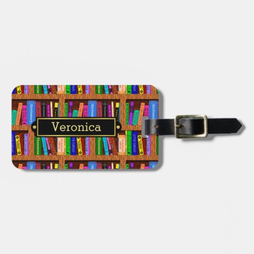 Library Book Shelf Pattern for Bookworms Readers Luggage Tag