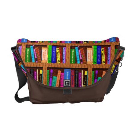 Library Book Shelf Pattern For Bookworms Readers Messenger Bag