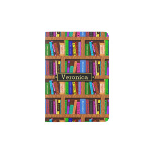 Library Book Shelf Pattern for Bookworms Readers Passport Holder