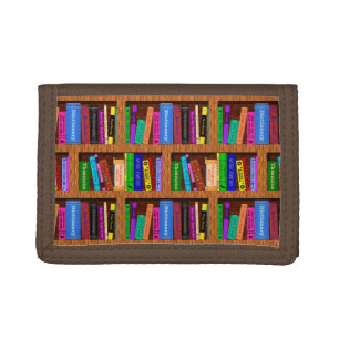 Library Book Shelf Pattern for Bookworms Readers Tri-fold Wallet