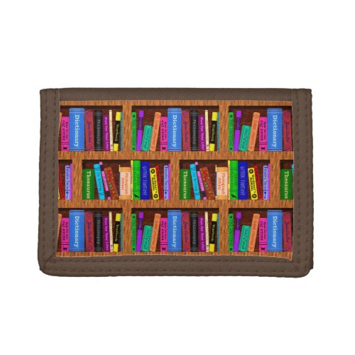 Library Book Shelf Pattern for Bookworms Readers Trifold Wallet