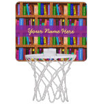Library Book Shelf Pattern For Readers Custom Mini Basketball Hoop at Zazzle