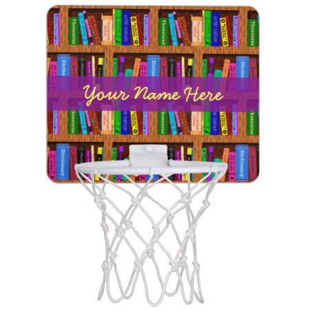 Library Book Shelf Pattern For Readers Custom Mini Basketball Hoop