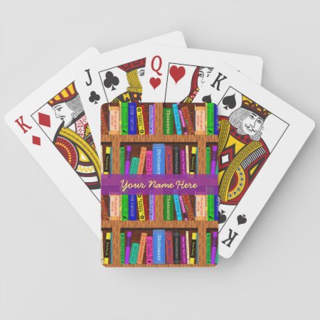 Library Book Shelf Pattern For Readers Custom Playing Cards