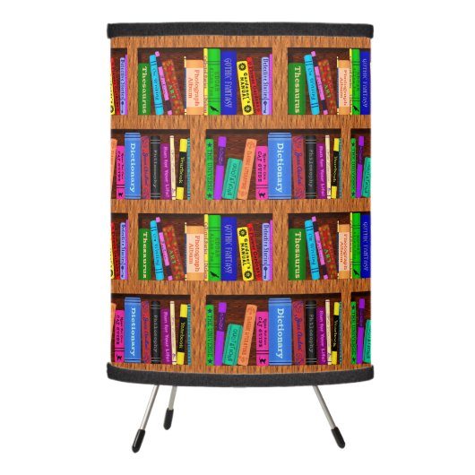 Library Book Shelf Pattern for Readers Tripod Lamp (Left)