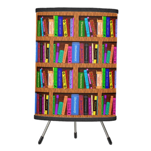 Library Book Shelf Pattern for Readers Tripod Lamp (Front)