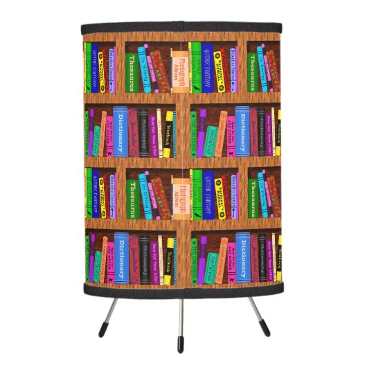 Library Book Shelf Pattern for Readers Tripod Lamp (Back)