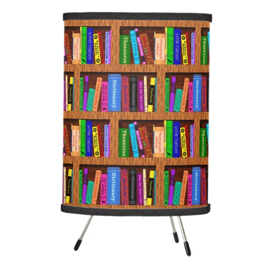 Library Book Shelf Pattern for Readers Tripod Lamp (Right)