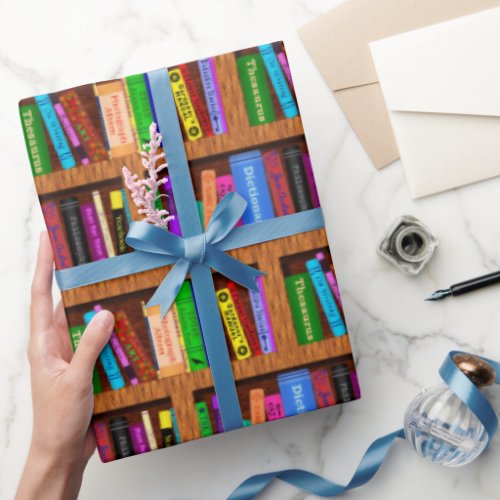 Library Book Shelf Pattern for Readers Wrapping Paper