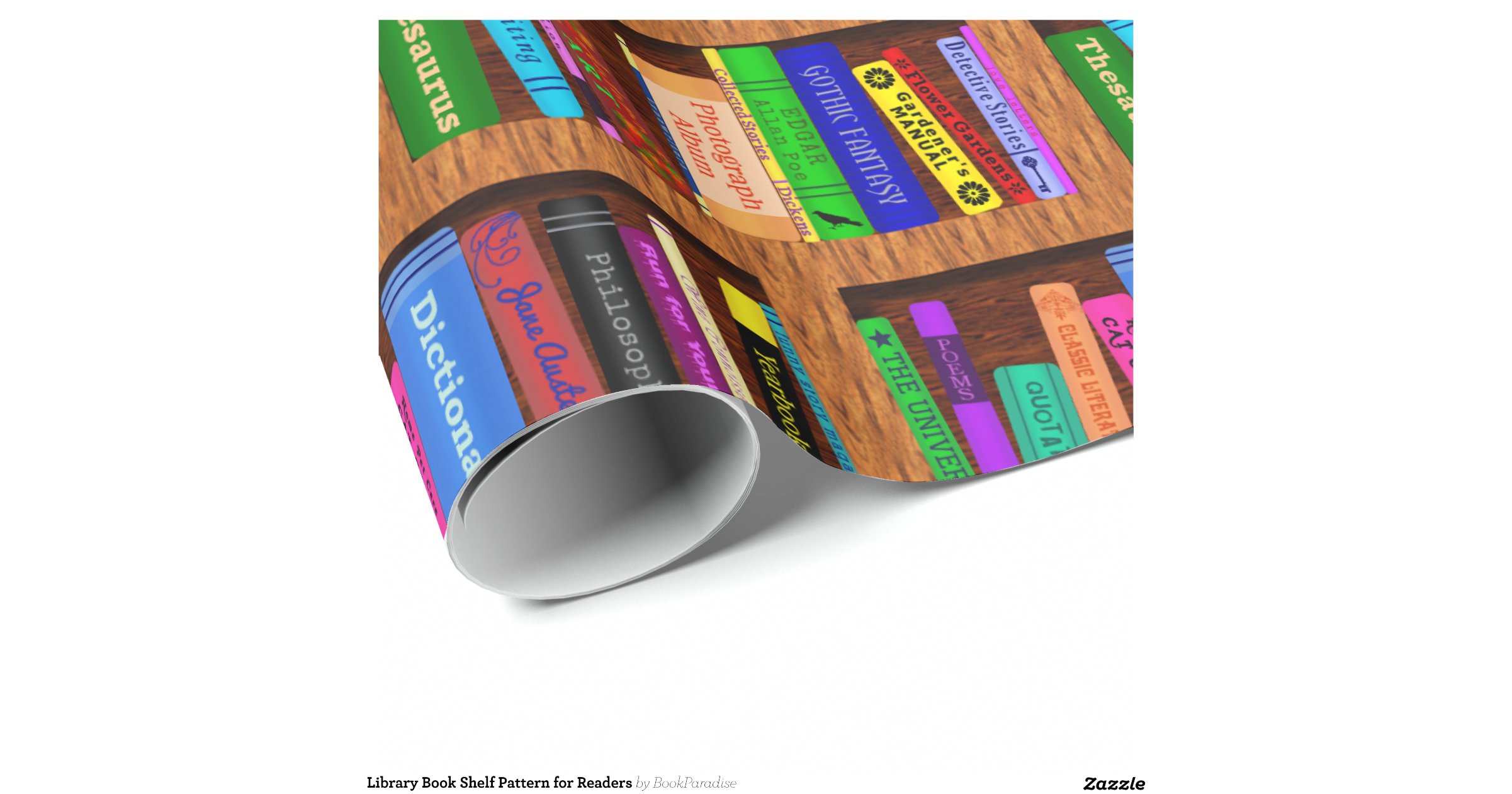 library_book_shelf_pattern_for_readers_wrapping_paper ...