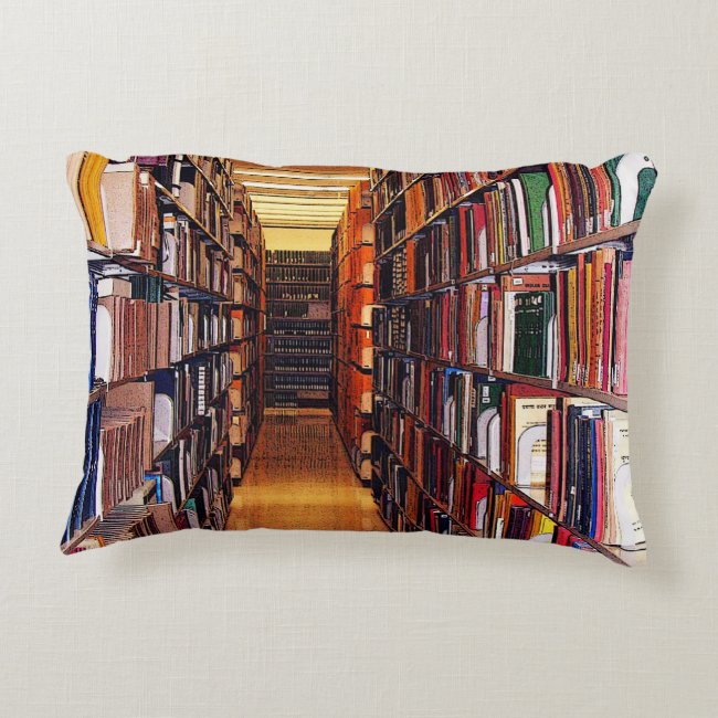 Library Book Shelves Accent Pillow