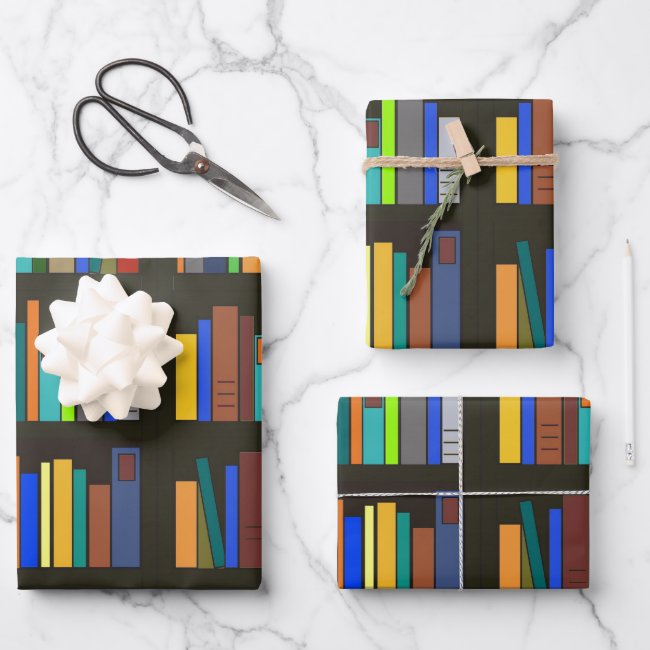 Library Book Shelves Wrapping Paper Sets