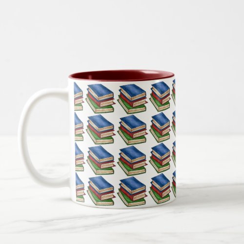 Library Book Stack Love Reading Teacher Librarian Two_Tone Coffee Mug