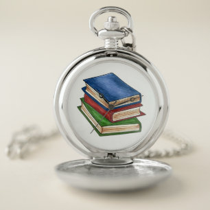Library Book Stack School Teacher Reading Read Pocket Watch
