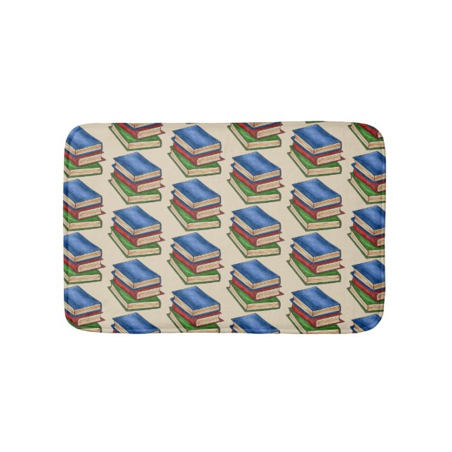 Library Book Stack Teacher Librarian Education Bath Mat (Front)