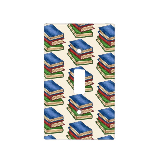 Library Book Stack Teacher Librarian Education Light Switch Cover (Front)