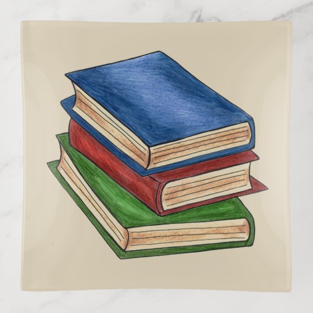 Library Book Stack Teacher Librarian Education Trinket Tray (Front)