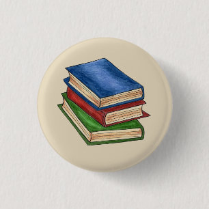 Library Book Stack Teacher Librarian Educator Gift Button