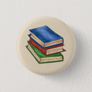 Library Book Stack Teacher Librarian Educator Gift Button