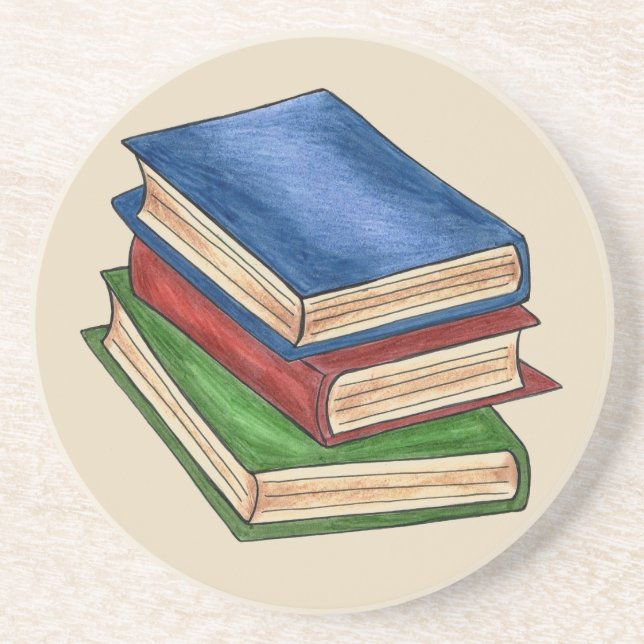 Library Book Stack Teacher Librarian Educator Gift Coaster (Front)
